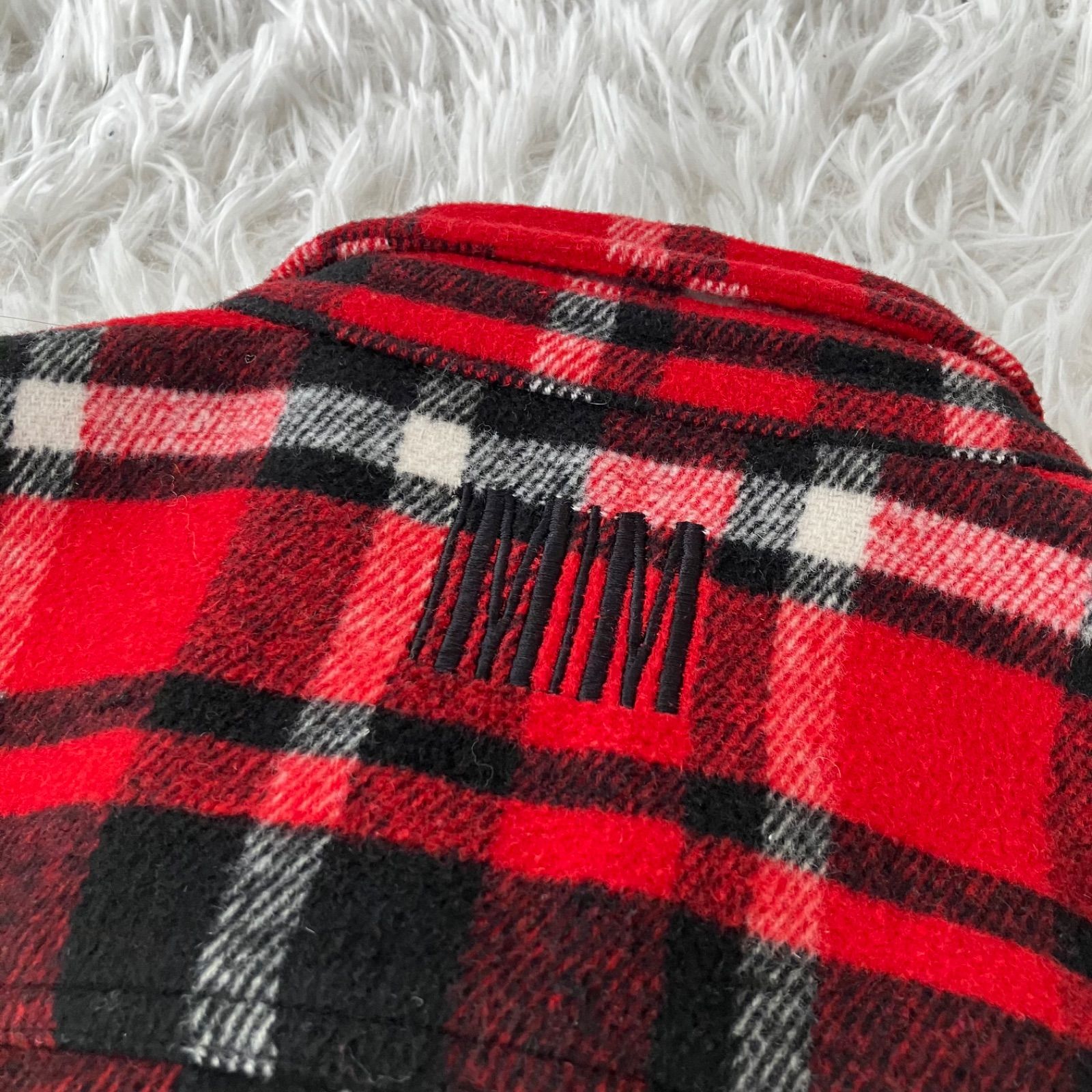 状態良 IAMWHATIAM 赤チェックアウター 與真司郎さんプロデュース