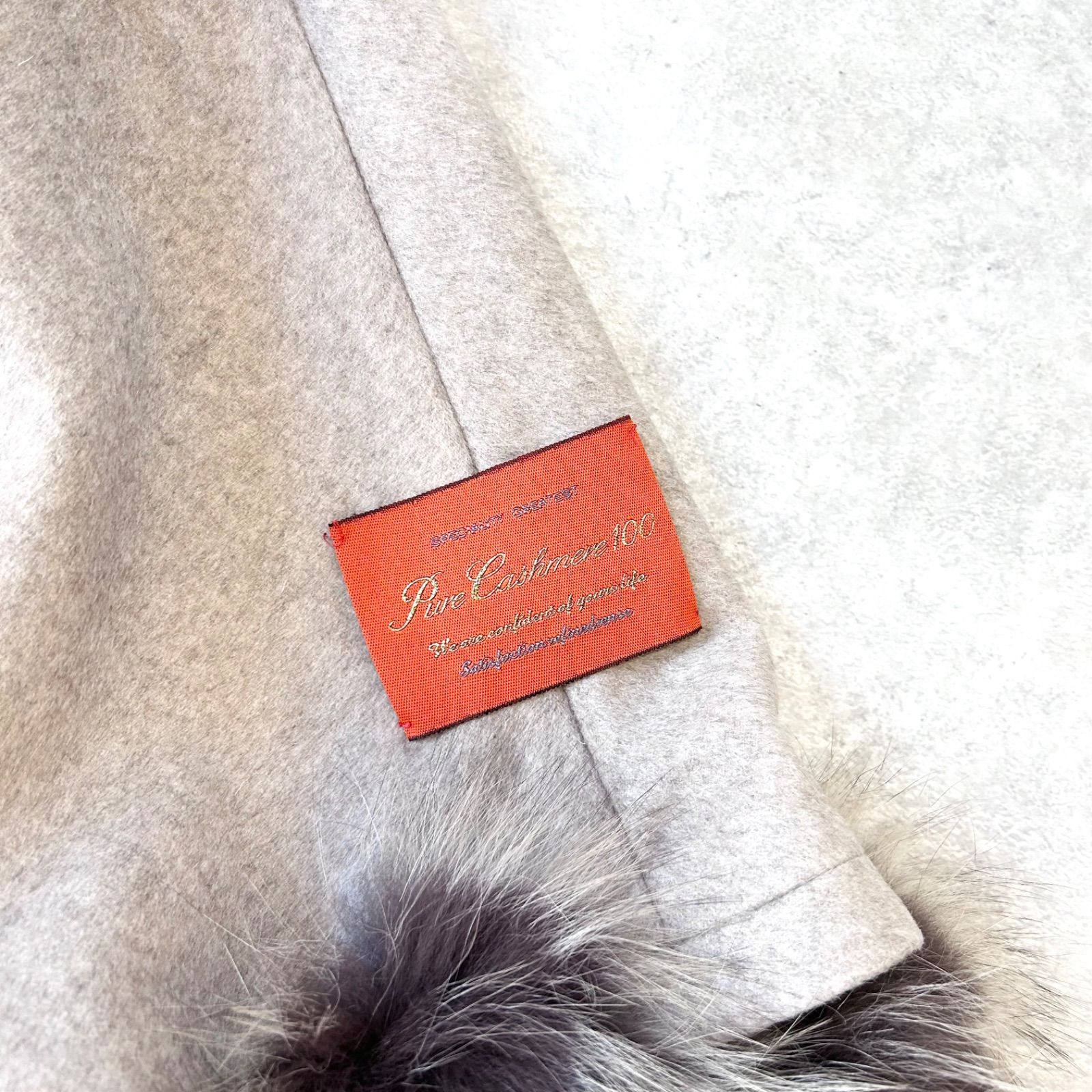 BALMAIN バルマン ピュアカシミヤ100% フォックスファー ポンチョ