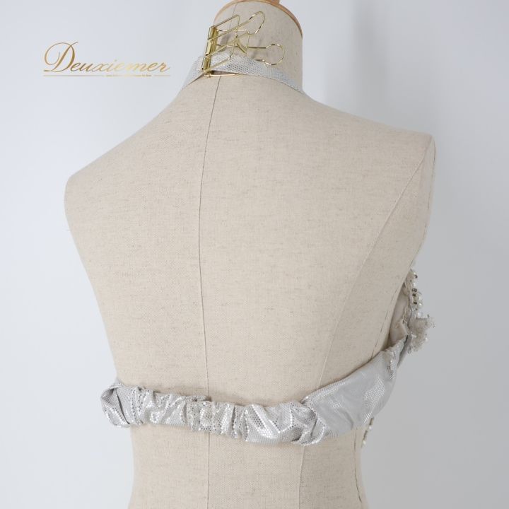 ベリーダンス オリエンタル 衣装 トップス ベルト セット シルバー系