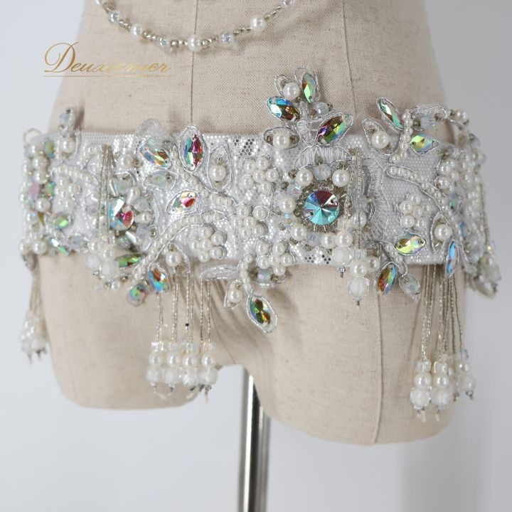 ベリーダンス オリエンタル 衣装 トップス ベルト セット シルバー系