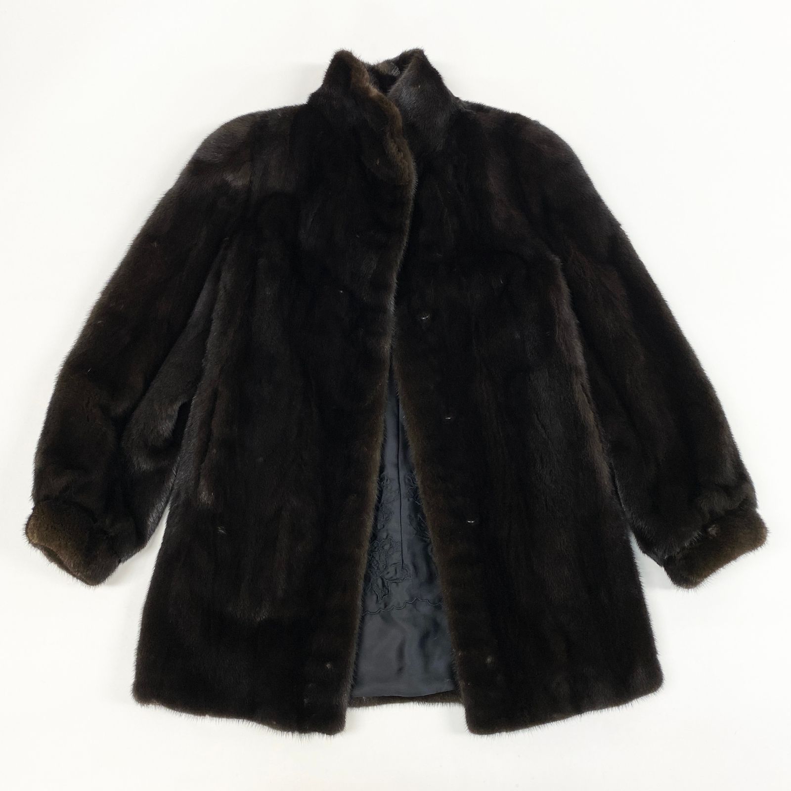 毛皮コートBLACKGLAMA上質セミロングボリュームブラック13 最高級