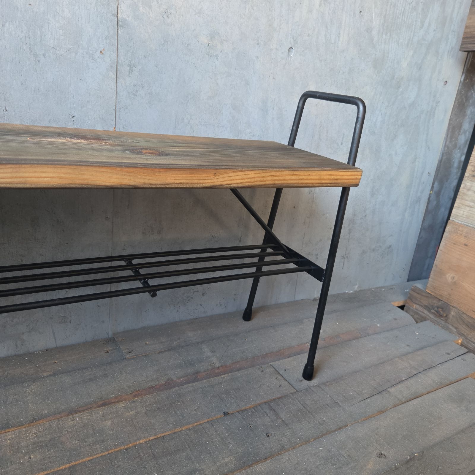 ベンチ アイアンラック シューズラック 什器 おしゃれ シンプル 無骨