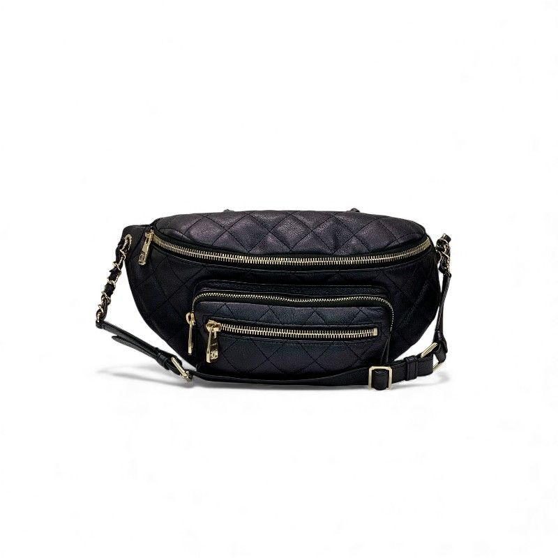 シャネル CHANEL バッグ ウエストポーチ ボディバッグ キャビアスキン メタリックブラック 黒 ゴールド ココマーク マトラッセ