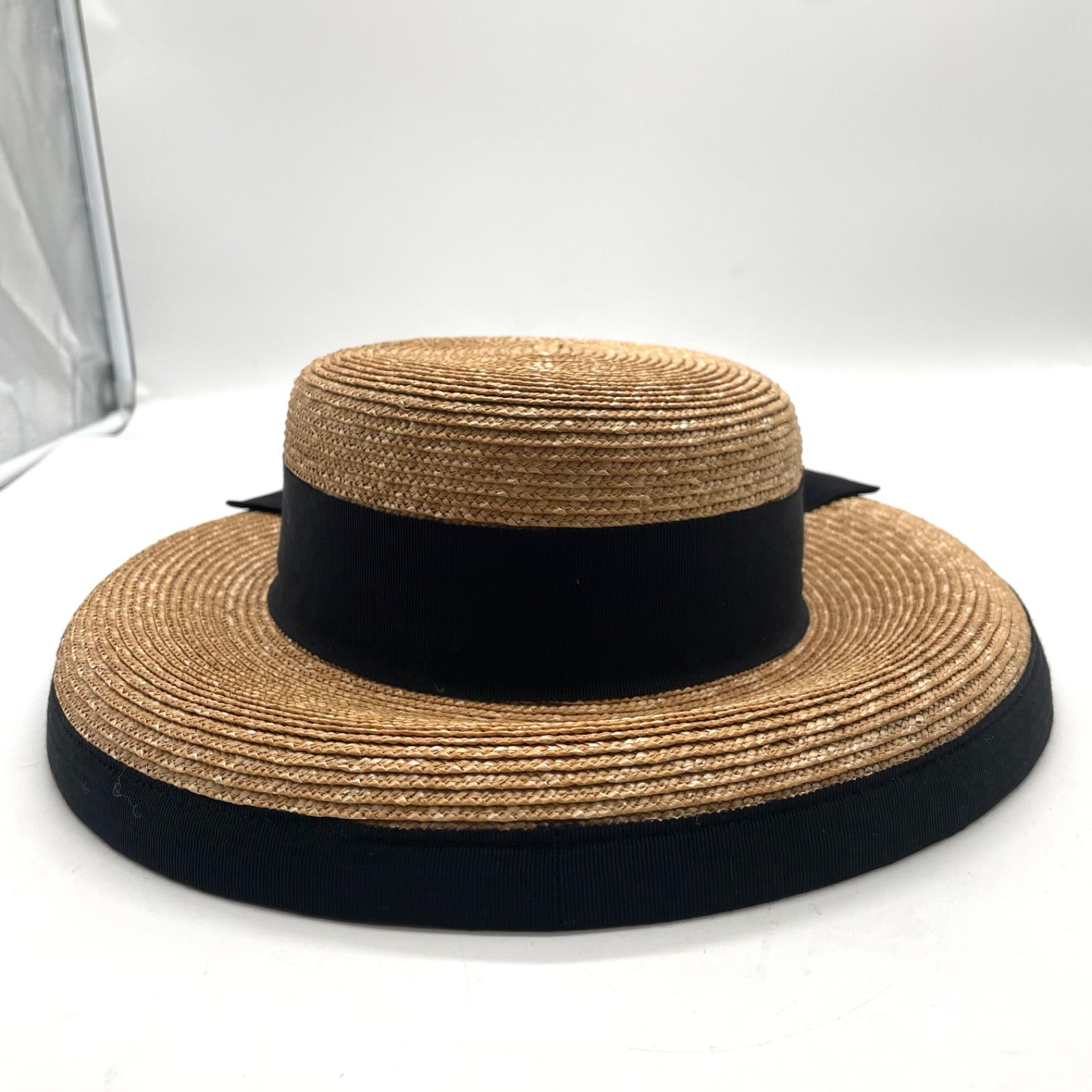 美品✨FOXEY フォクシー 麦わら帽子 ストローハット リボン レディース