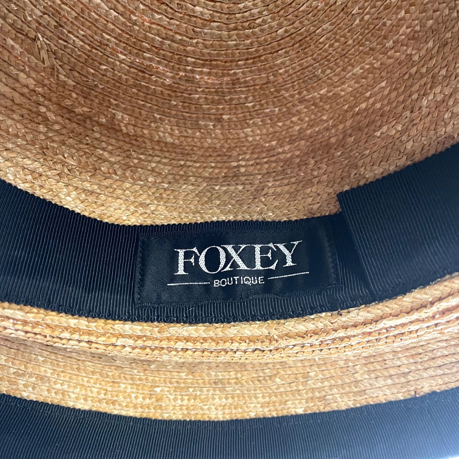 美品✨FOXEY フォクシー 麦わら帽子 ストローハット リボン レディース