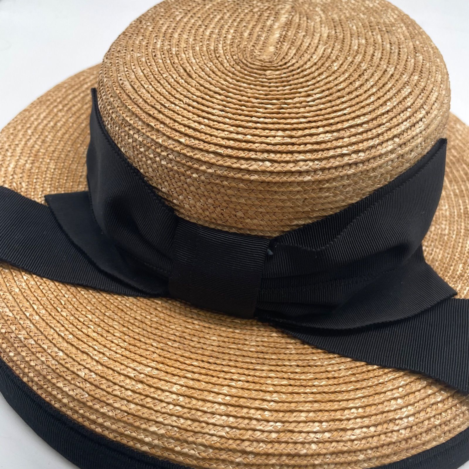 美品✨FOXEY フォクシー 麦わら帽子 ストローハット リボン レディース