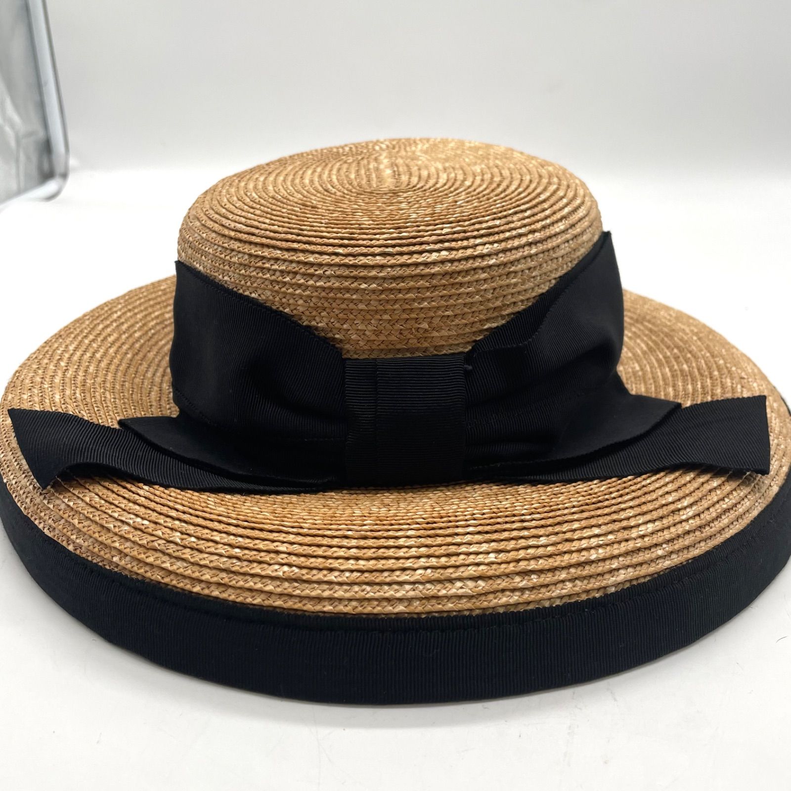 美品✨FOXEY フォクシー 麦わら帽子 ストローハット リボン レディース