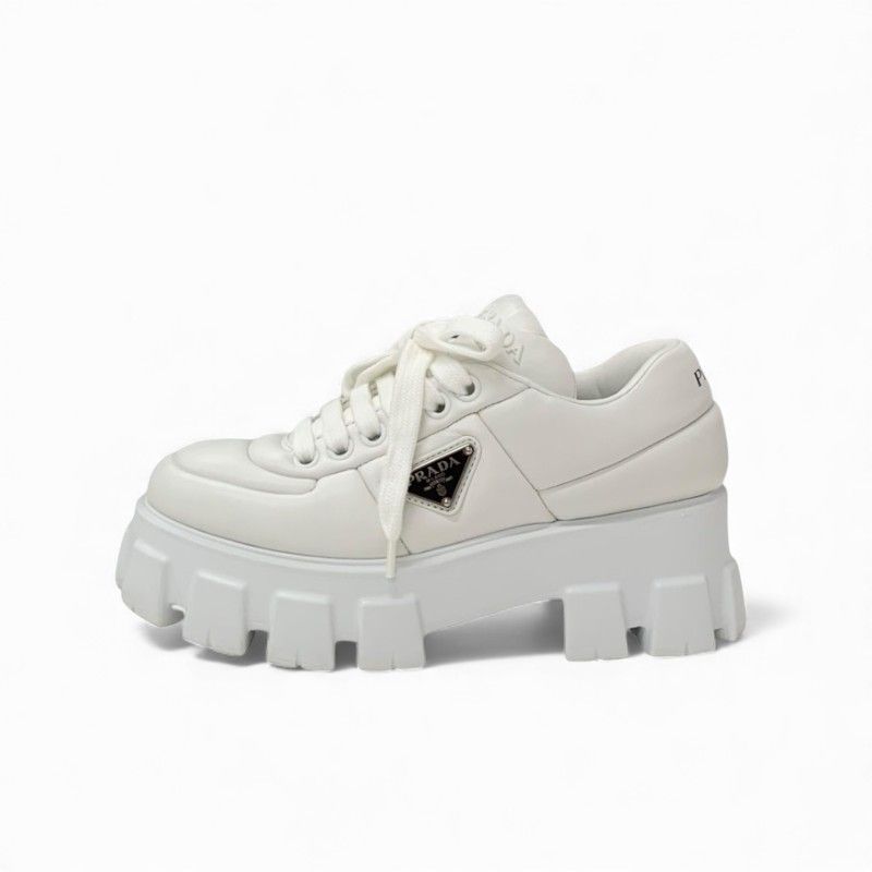 プラダ モノリス ナッパレザー 三角ロゴ プレート スニーカー 36 ホワイト プラダ PRADA モノリス スニーカー 靴 シューズ ナッパレザー ホワイト