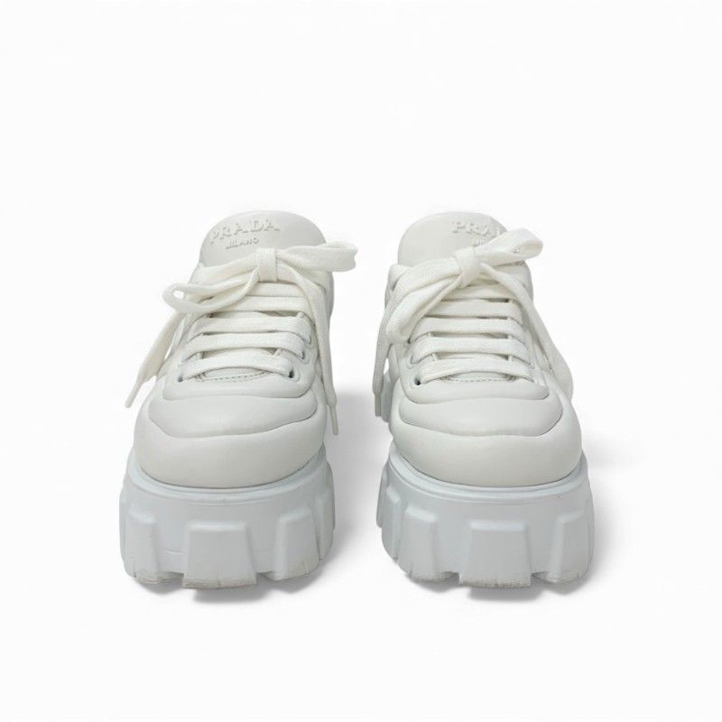 プラダ PRADA モノリス スニーカー 靴 シューズ ナッパレザー ホワイト
