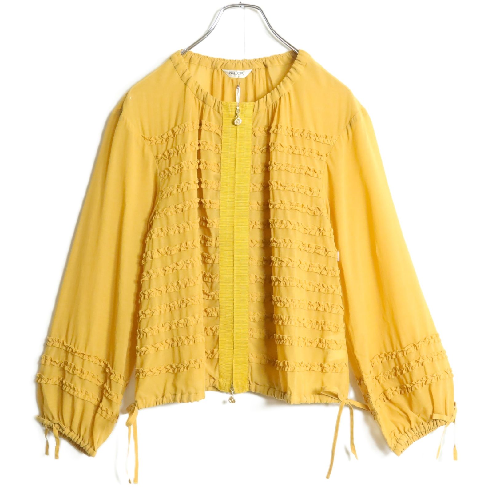 極美品】インゲボルグ☆段々フリル♪ブラウス ダブルジップ マスタード