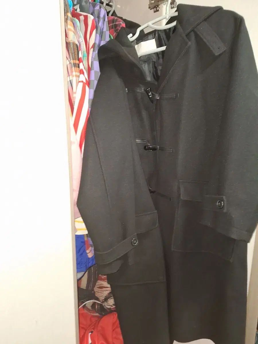 ダッフルコート 王フーデッド ブラック オーバーサイズコート