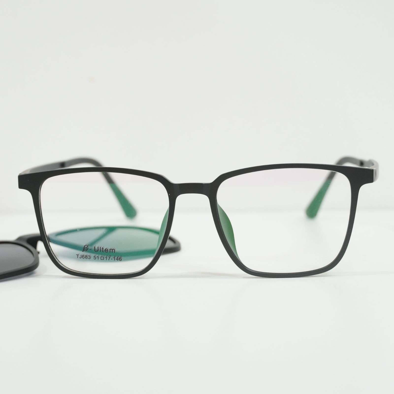 マットブラック 2 way サングラス メガネフレーム メンズ 黒