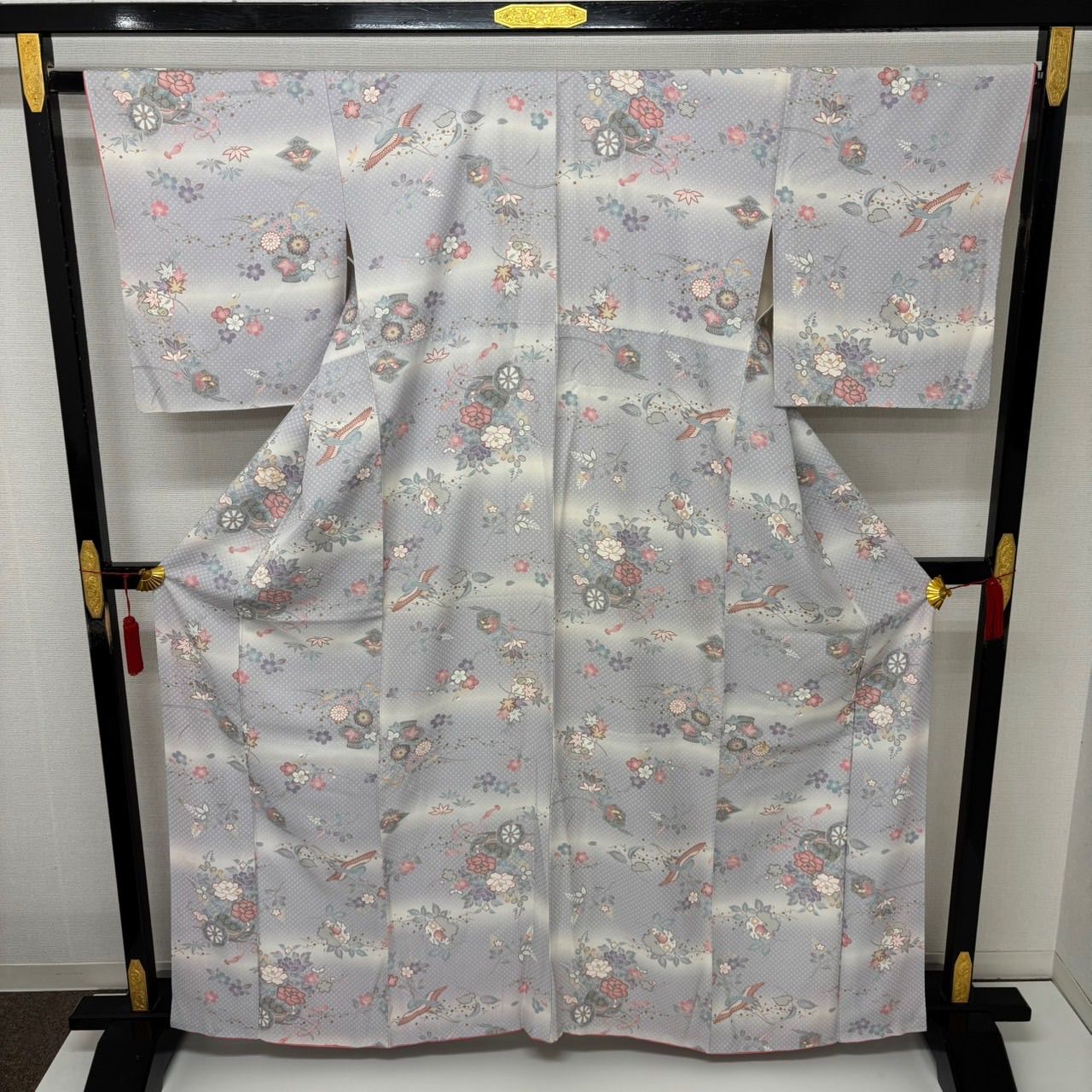 小紋 鳥 雪輪 裄65 上品な染め 正絹 着物 MK-2397 - メルカリ