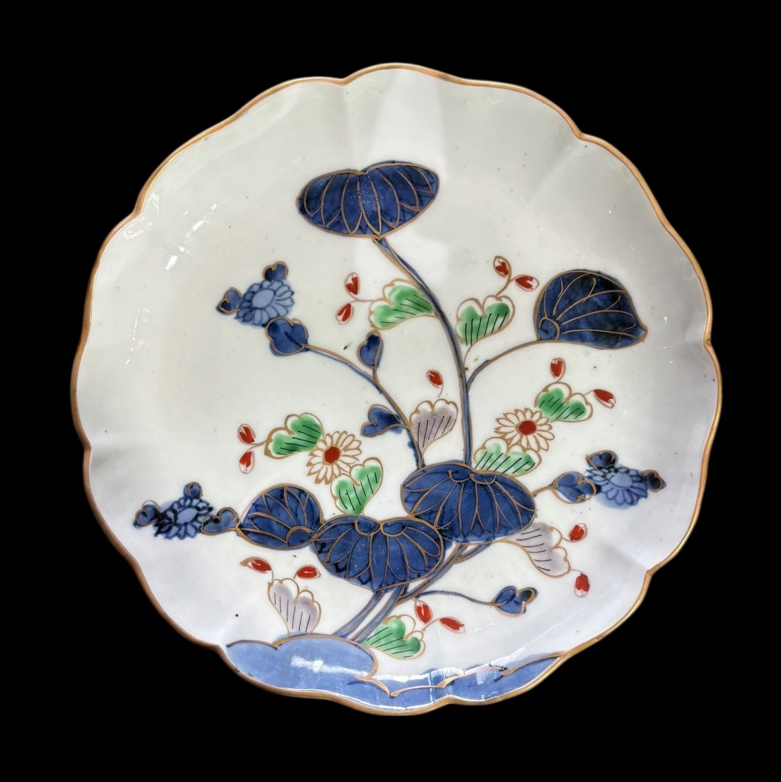 太明成化年製 染錦 草花文図 色絵 丸皿 取り皿 飾り皿 和食器 明治期