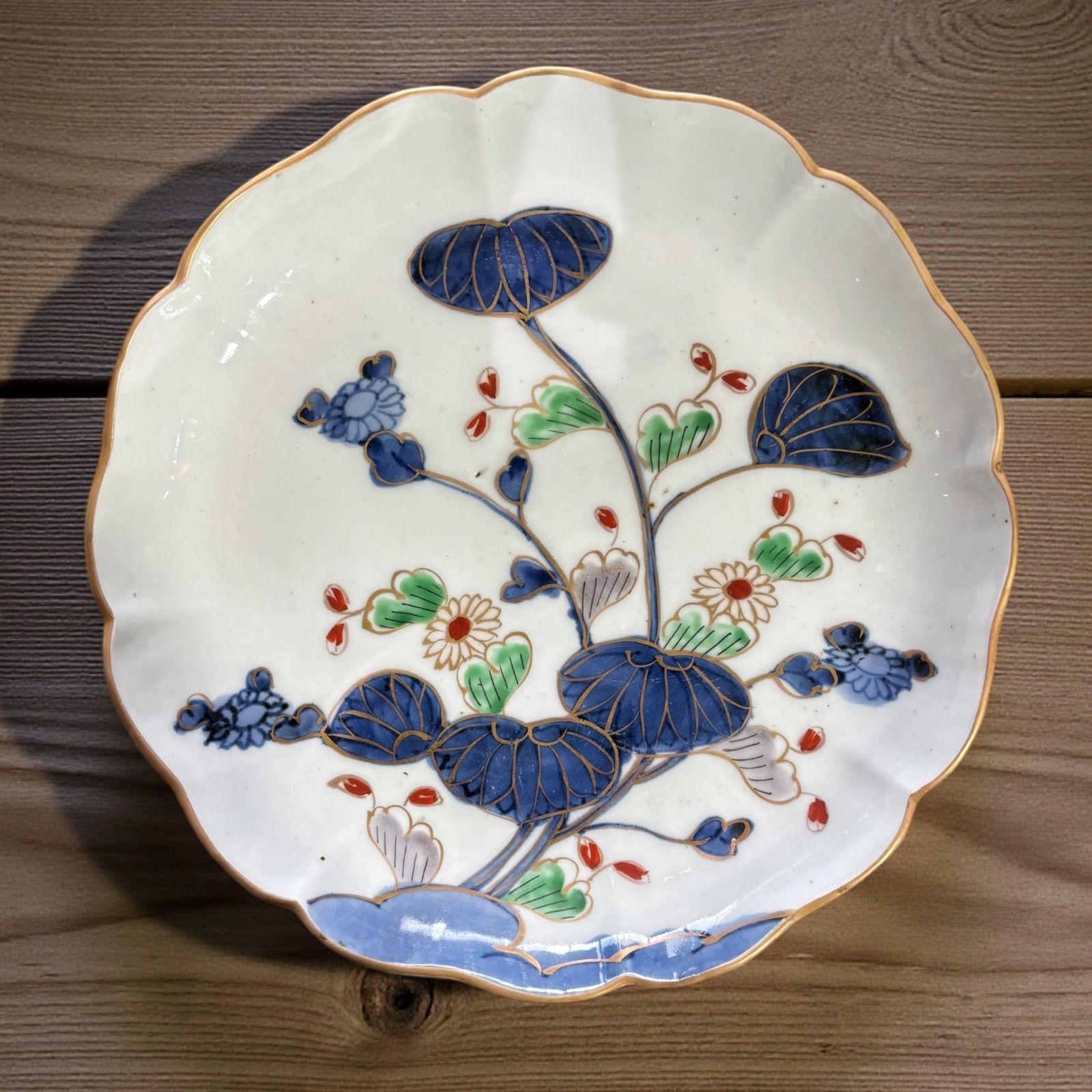 太明成化年製 染錦 草花文図 色絵 丸皿 取り皿 飾り皿 和食器 明治期