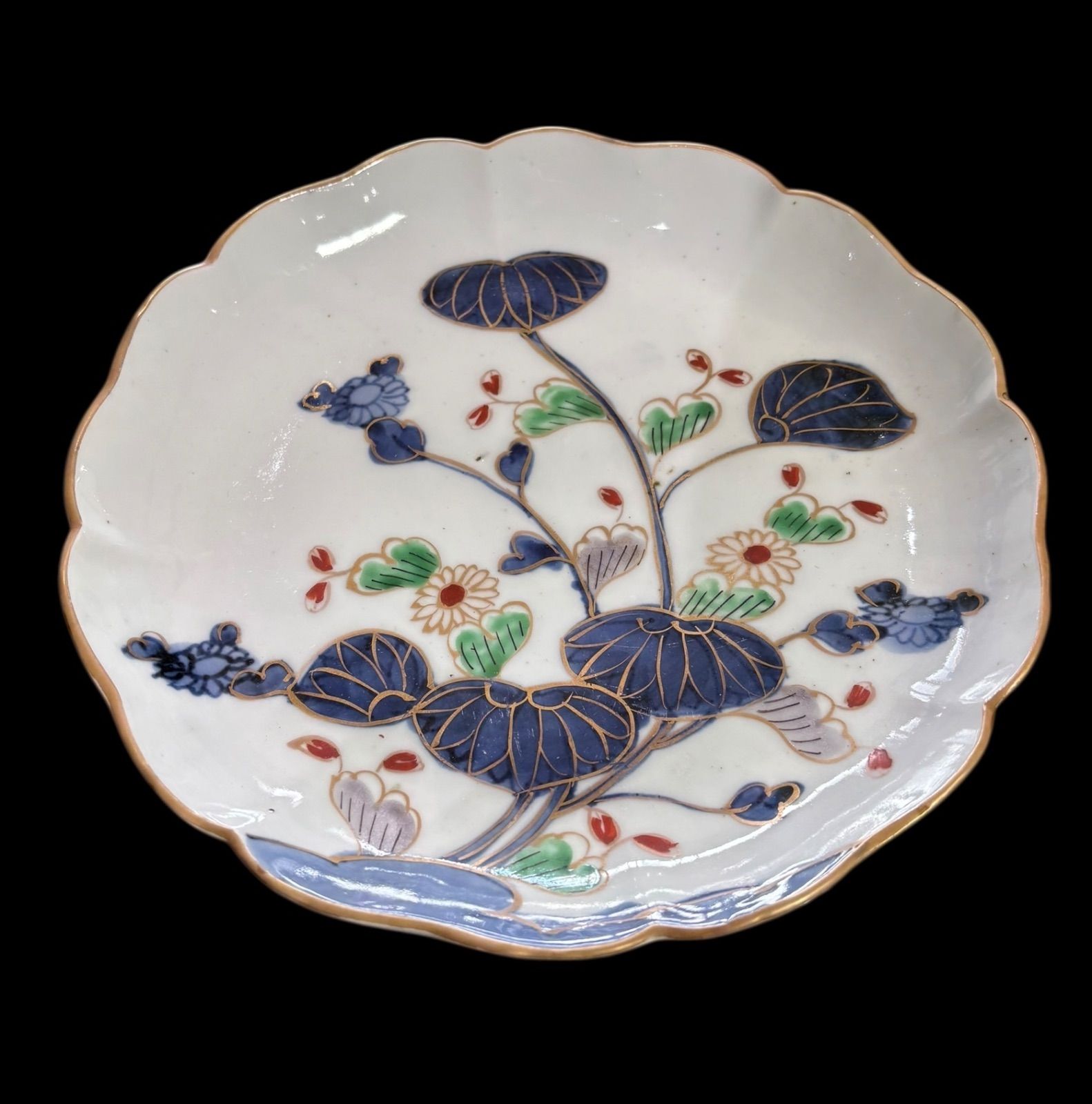 太明成化年製 染錦 草花文図 色絵 丸皿 取り皿 飾り皿 和食器 明治期