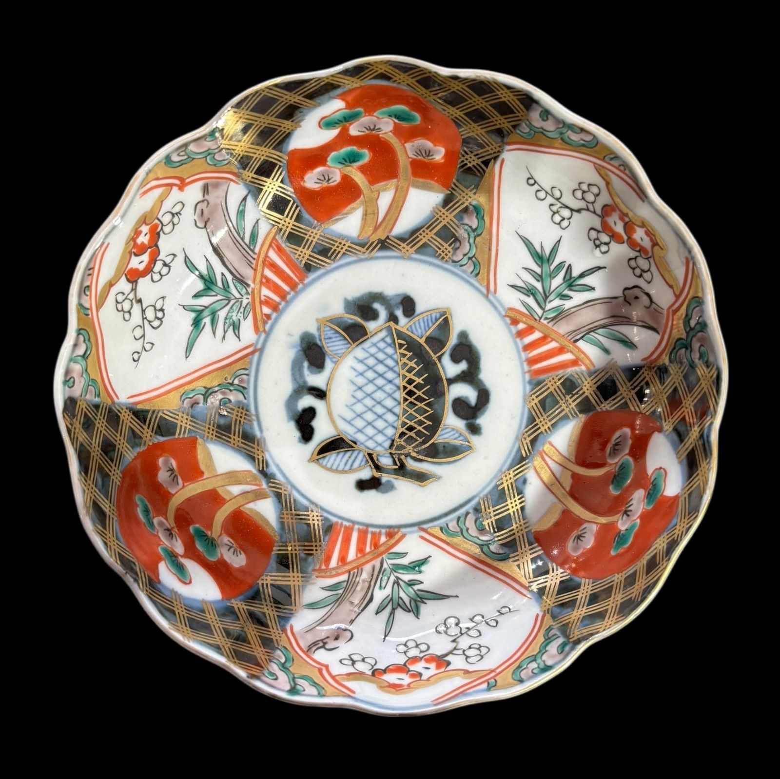 2客セット】 古伊万里 錦手 なます皿 江戸期 松竹梅図 色絵 丸皿 取り