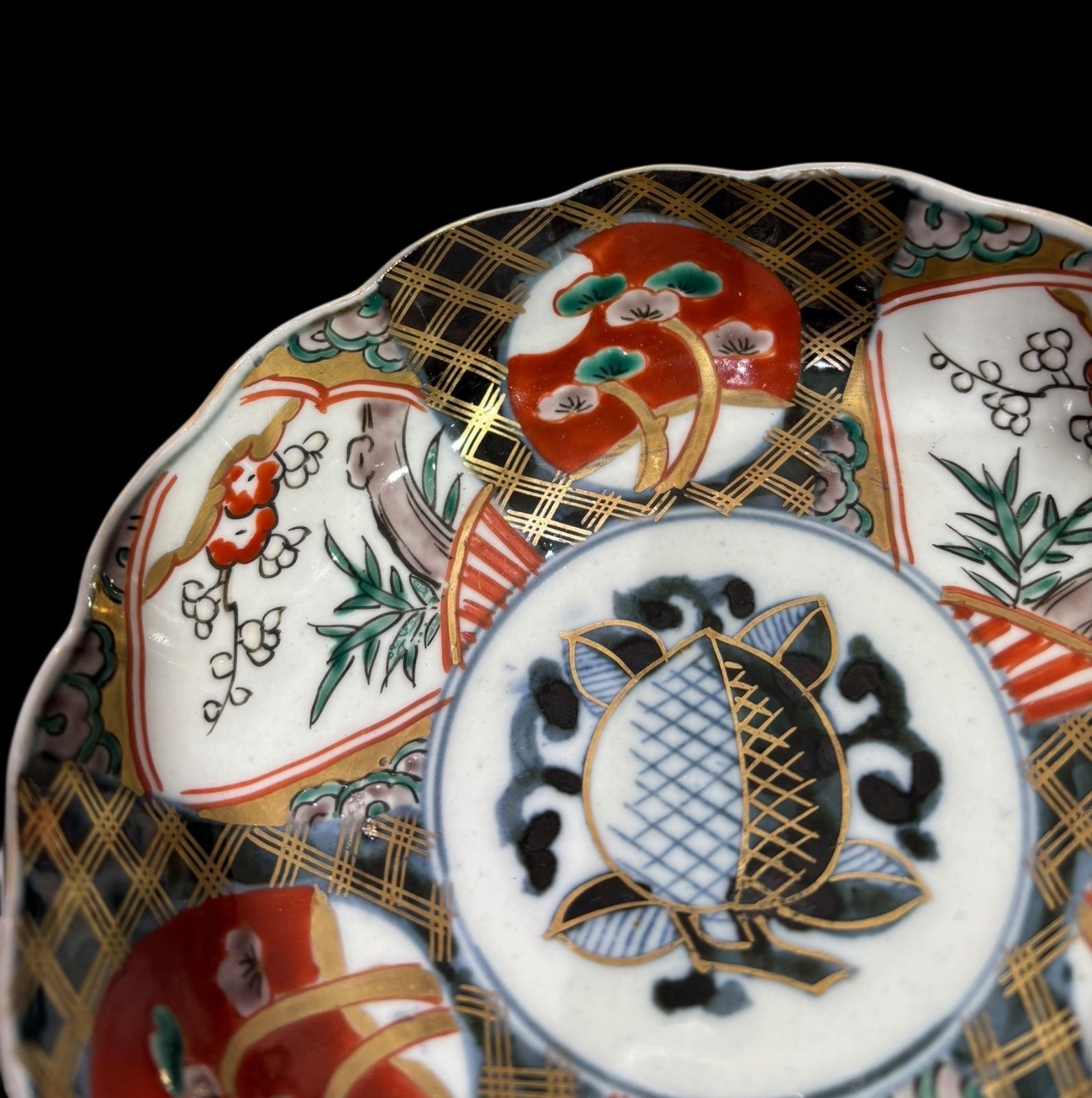 2客セット】 古伊万里 錦手 なます皿 江戸期 松竹梅図 色絵 丸皿 取り