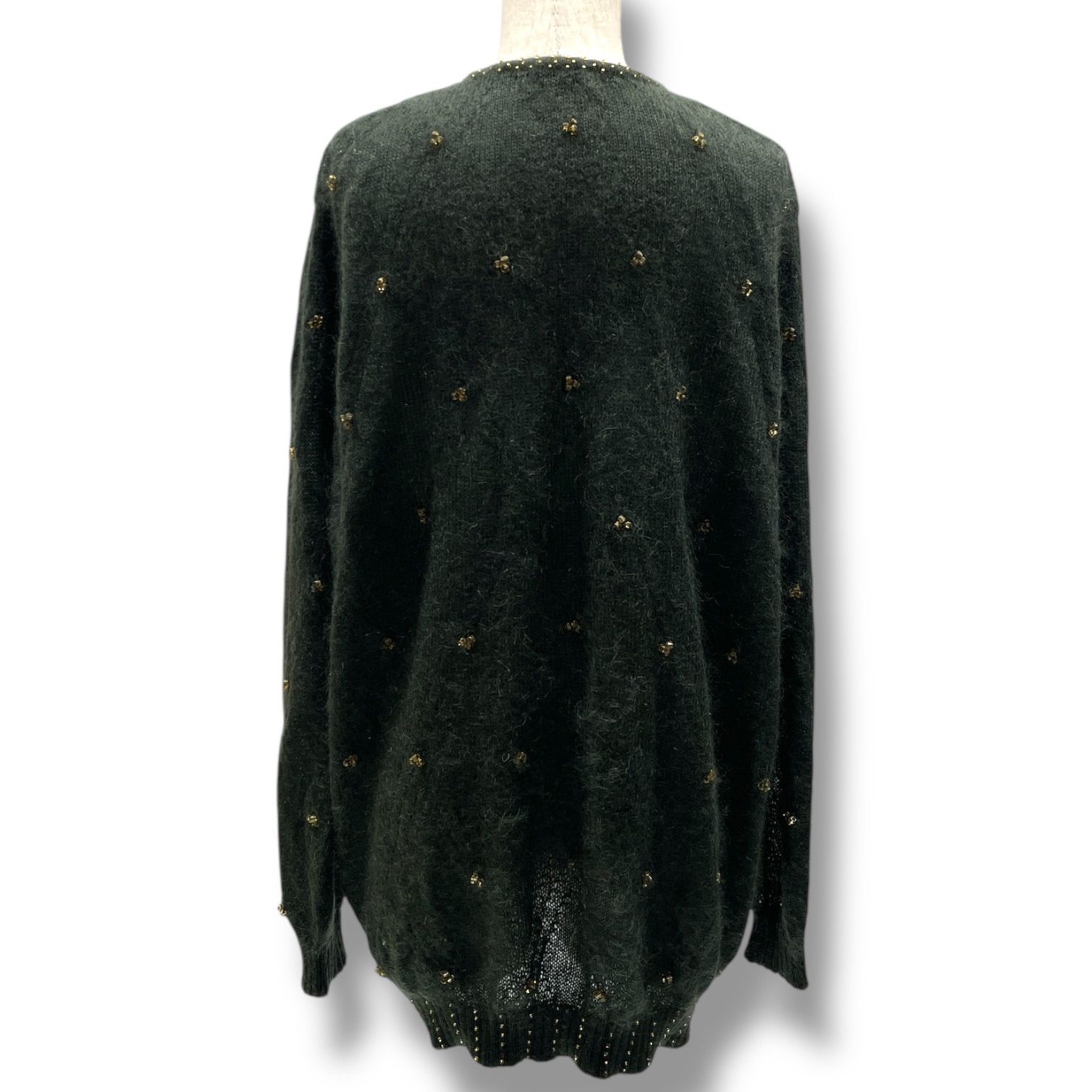 【希少】アトリエサガン ヴィンテージ ビーズ刺繍 犬　かご ニットカーディガン 希少】アトリエサガン ヴィンテージ ビーズ刺繍 犬 かご ニット