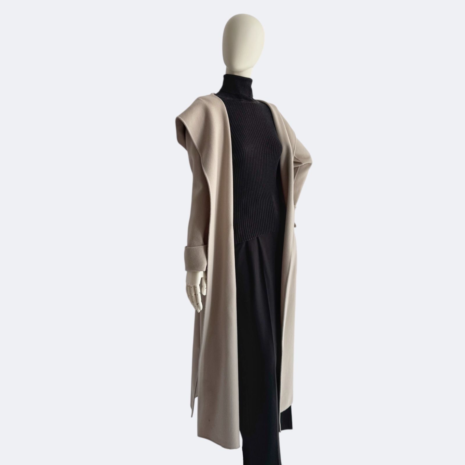 ’S Max Mara ダブルフェイス ロングコート フード付き ウール