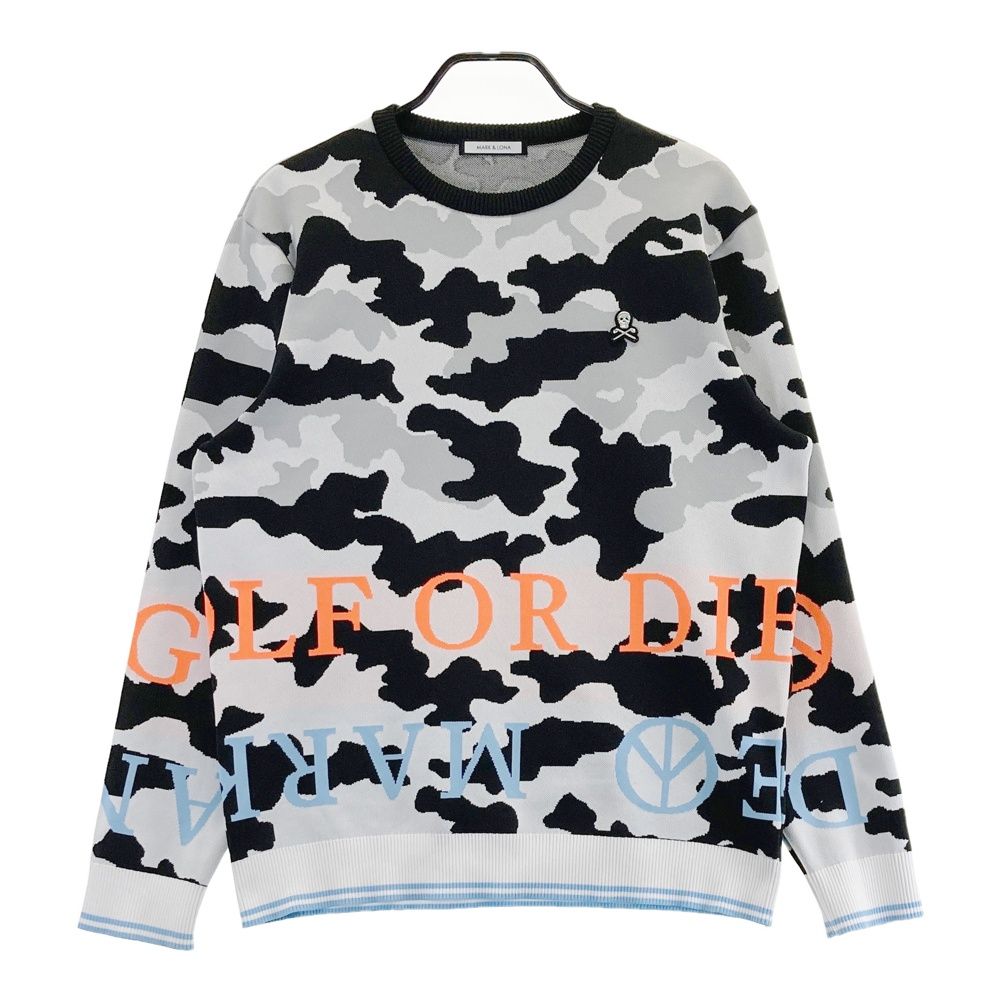 サイズ 50 MARK-LONA マークアンドロナ ニット セーター カモフラ ブラック系 ゴルフウェア メンズ ストスト