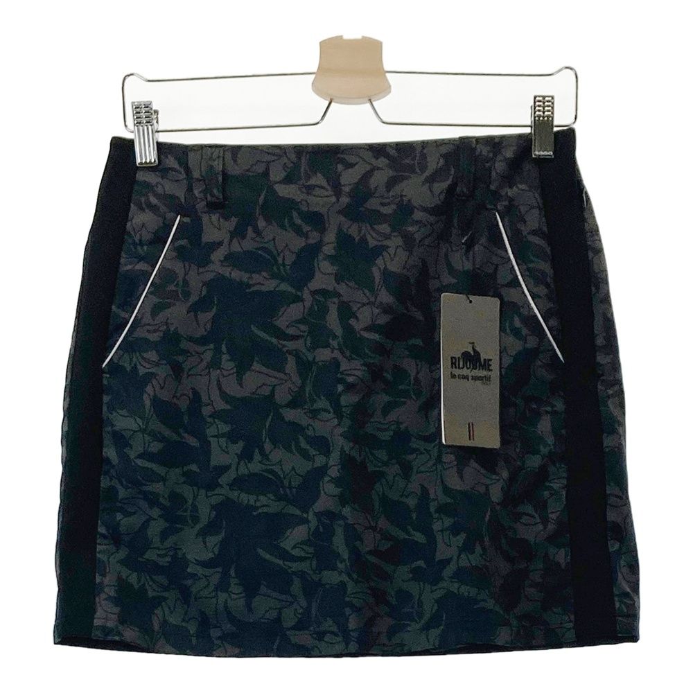 サイズ M LE COQ GOLF ルコックゴルフ RIJOUME インナー付 ストレッチスカート 総柄 ブラック系 ゴルフウェア レディース ストスト