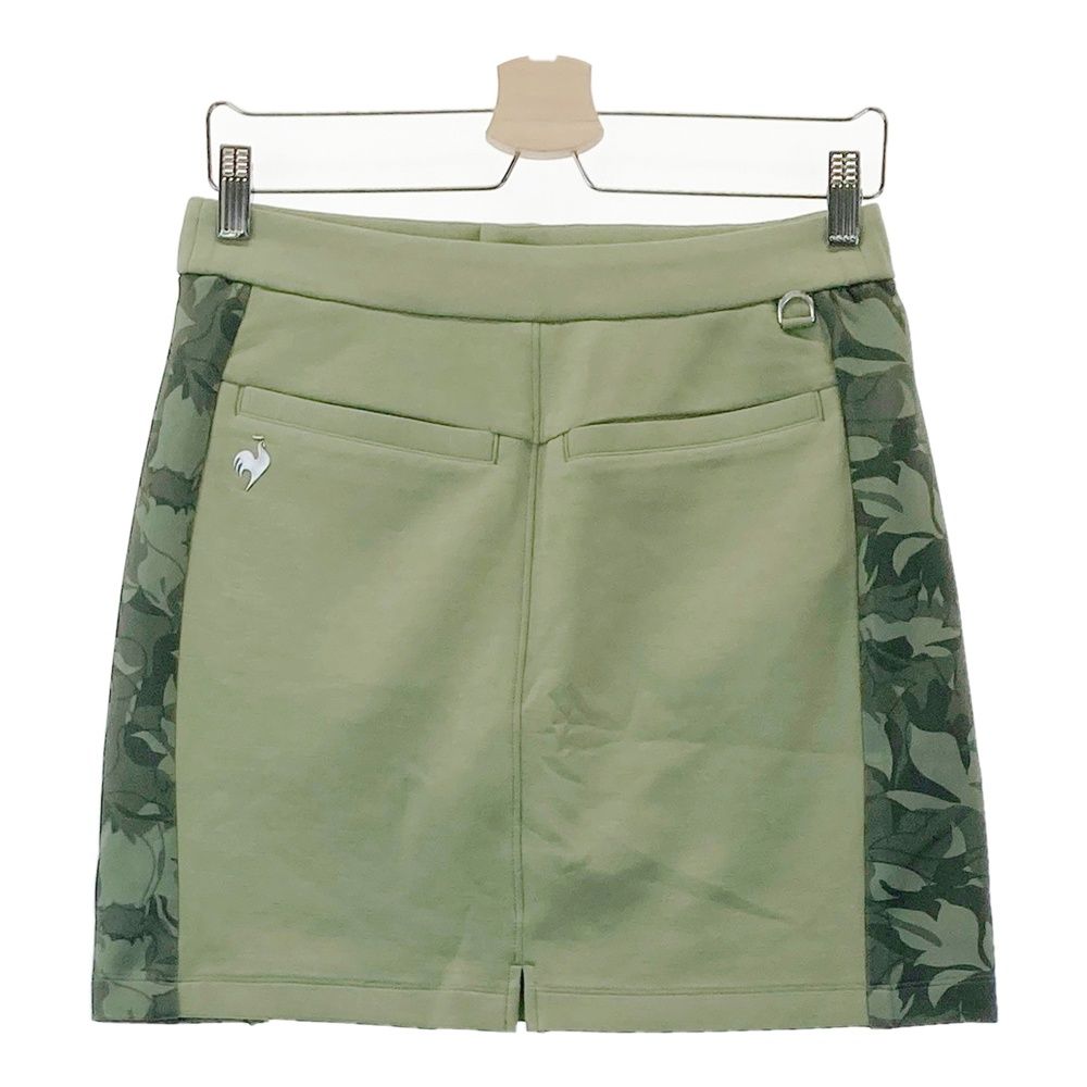 サイズ M LE COQ GOLF ルコックゴルフ RIJOUME インナー付 スウェットスカート リーフ総柄 カーキ系 ゴルフウェア レディース ストスト