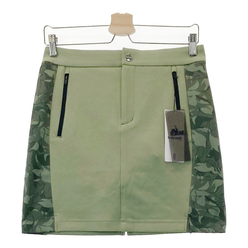 サイズ M LE COQ GOLF ルコックゴルフ RIJOUME インナー付 スウェットスカート リーフ総柄 カーキ系 ゴルフウェア レディース ストスト