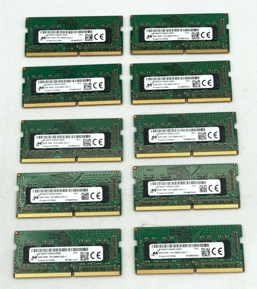 中古美品10枚セット】Micron DDR4 8GB PC4-2666V SO-DIMM 1Rx8 非ECC
