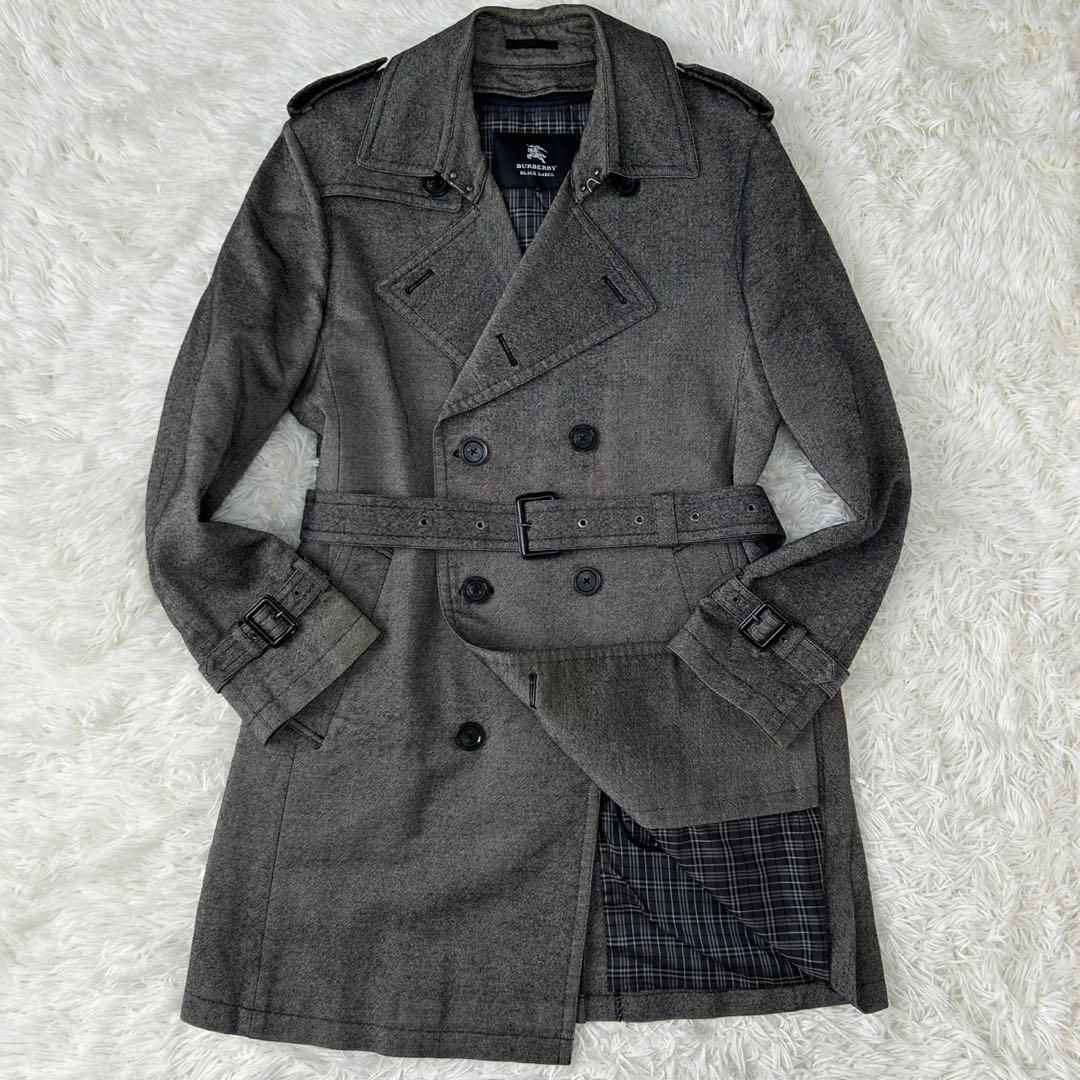 【極美品】BURBERRY BLACK LABELピーコート　グレー　M 美品/LL】BURBERRY BLACK LABEL バーバリー ブラックレーベル トレンチ