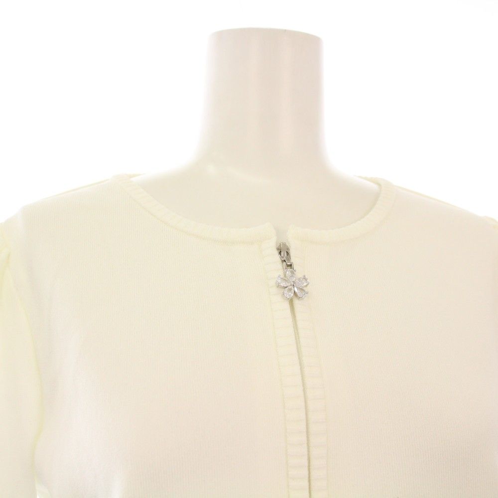 ルネ Rene 24年製 ニットカーディガン ダブルジップ 七分袖 36 白