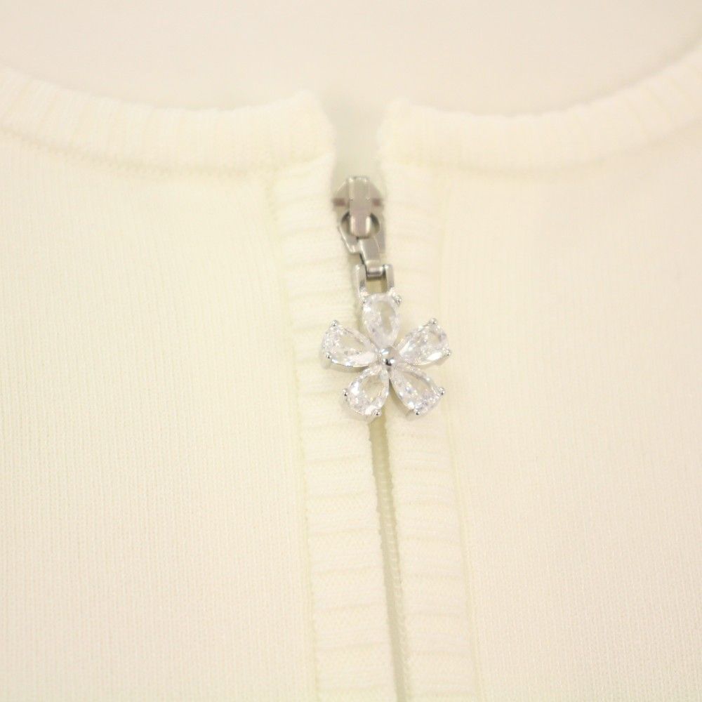 ルネ Rene 24年製 ニットカーディガン ダブルジップ 七分袖 36 白