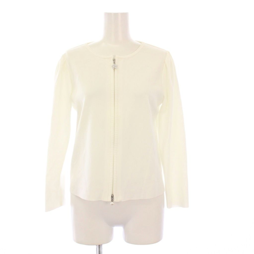 ルネ Rene 24年製 ニットカーディガン ダブルジップ 七分袖 36 白