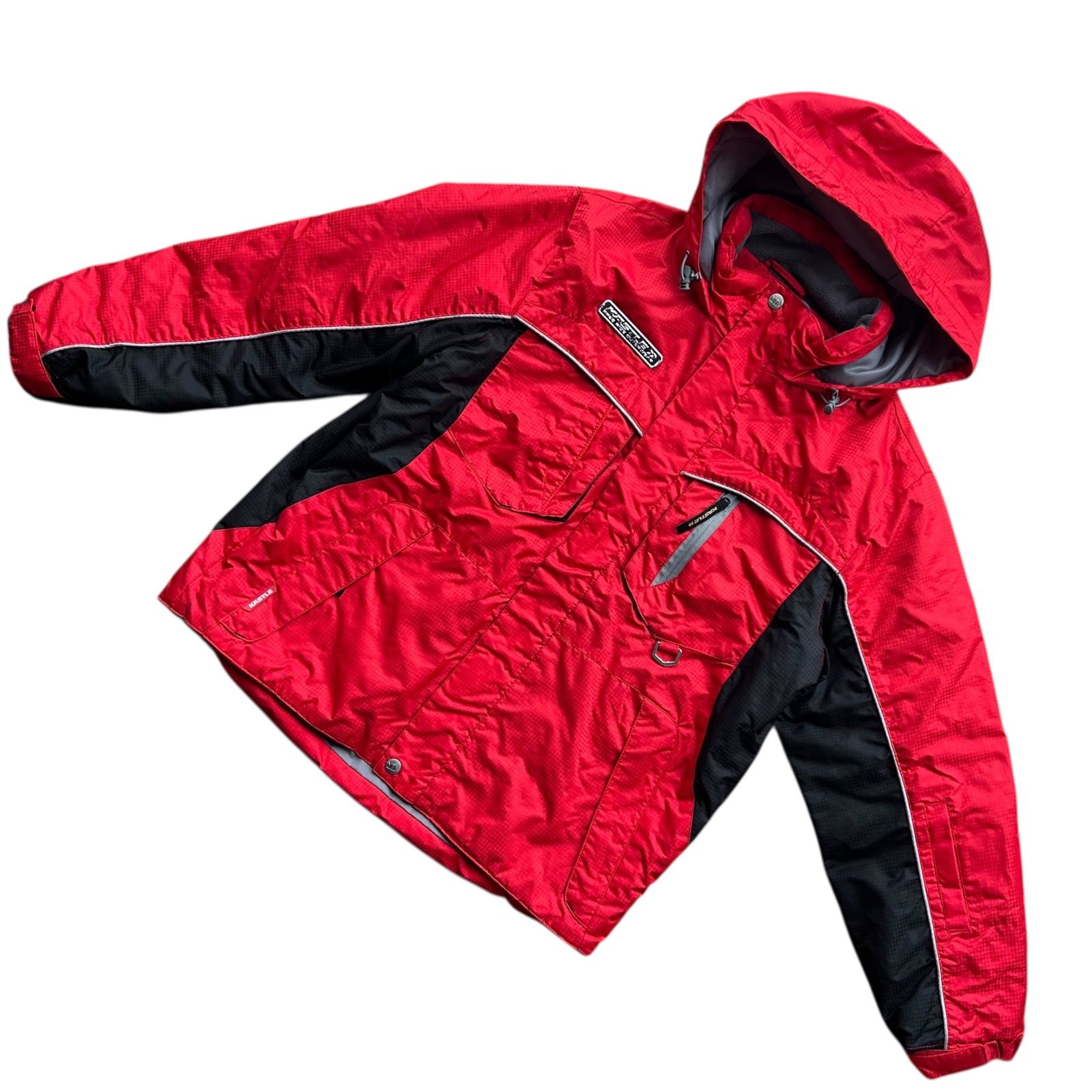 KASTLE☆スキーウェア サイズ調整可 男の子 撥水加工 上下セット 赤×黒