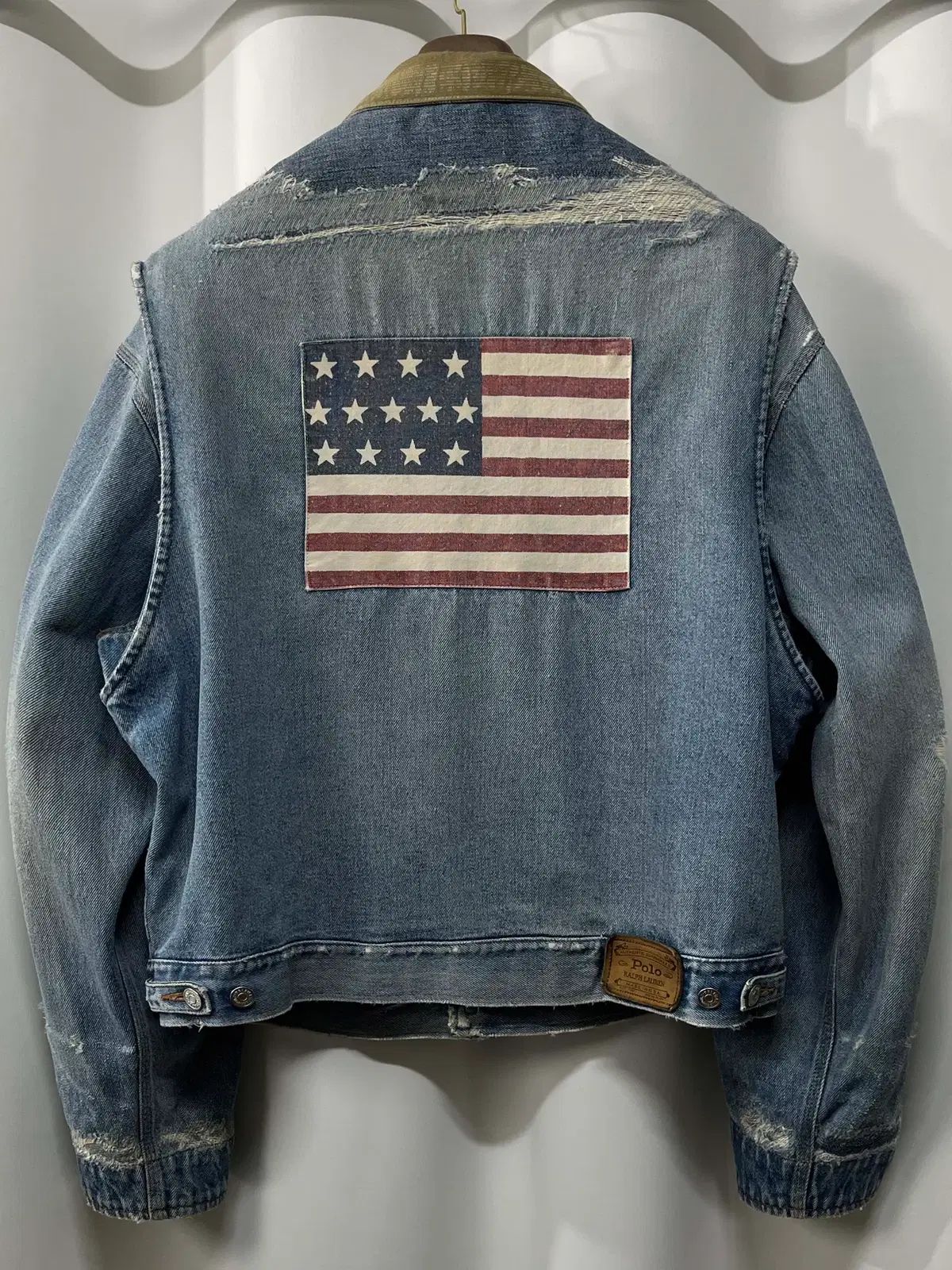 80 s ポロラルフローレン USA ロデオ フラグ リーペア सध्याトラッカー デニムジャケット