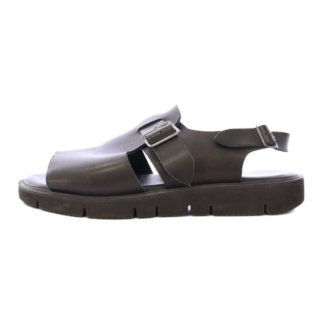 【中古】フットザコーチャー OPEN TOE SANDALS オープントゥサンダル ラウンドトゥ 厚底 レザー ワンカラー 9 黒 フットザコーチャー foot the coacher OPEN TOE SANDALS オープントゥ