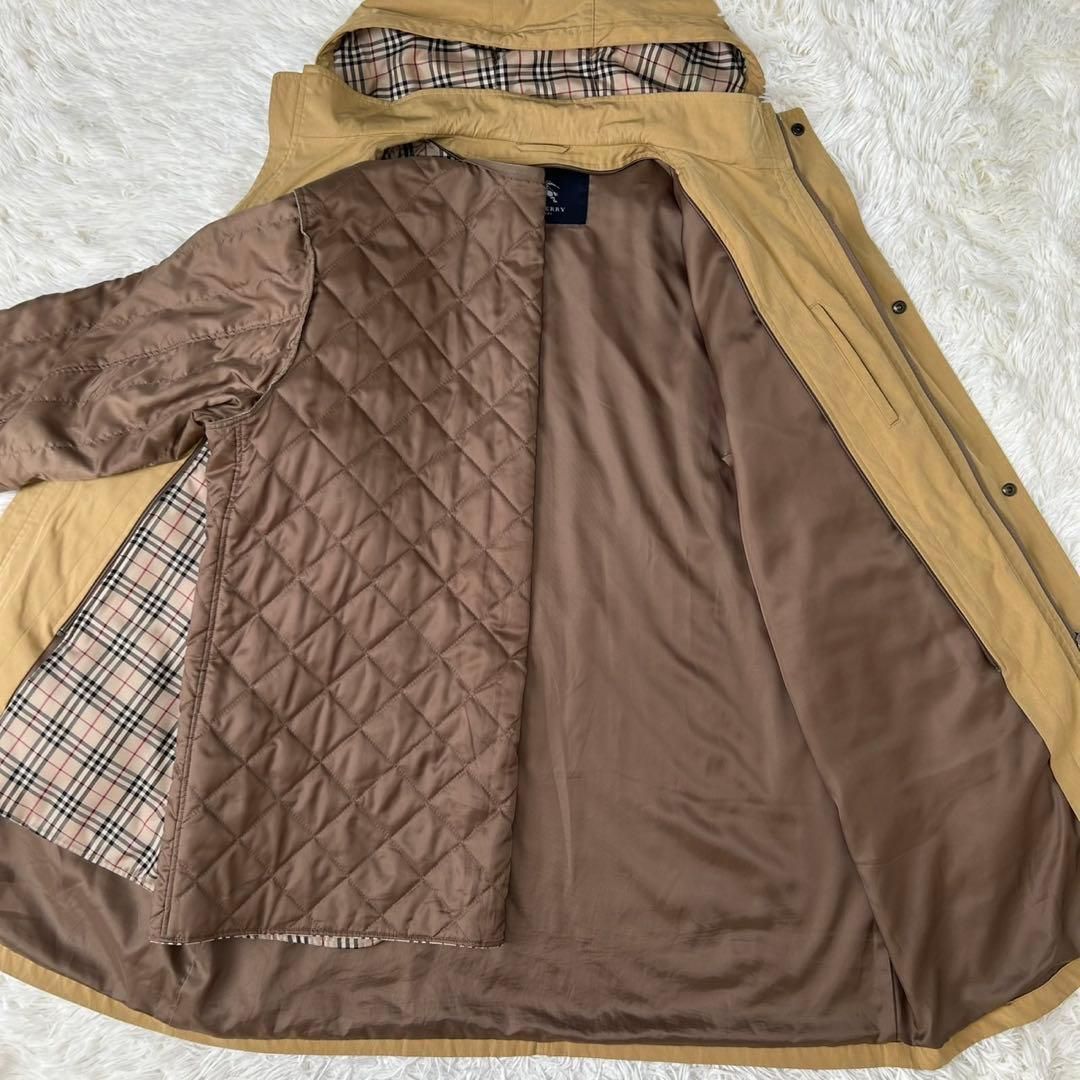BURBERRY モッズコート キルティングライナー ロゴ刺繡 フード ベージュ BURBERRY モッズコート キルティングライナー ロゴ刺繡 フード ベージュ