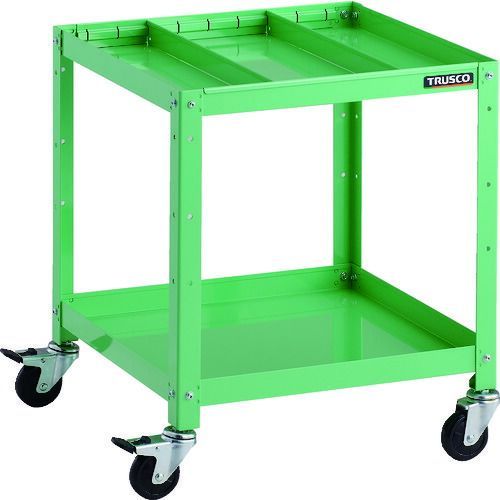ＴＲＵＳＣＯ ツールワゴン ラビットワゴン ５００Ｘ５００ 仕切２段付 ゴム車輪 ヤンググリーン