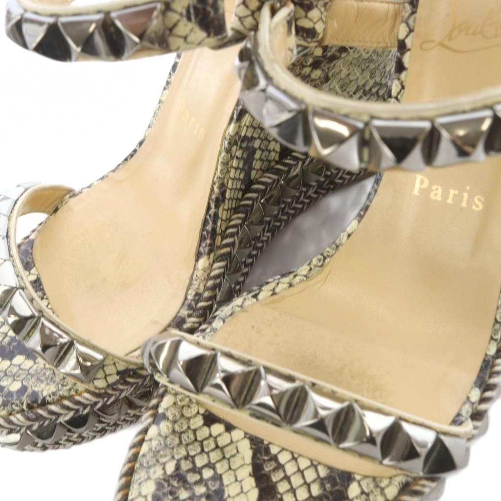 クリスチャンルブタン ウエッジソールサンダル 茶系 クリスチャン•ルブタン ウェッジソールサンダル 37