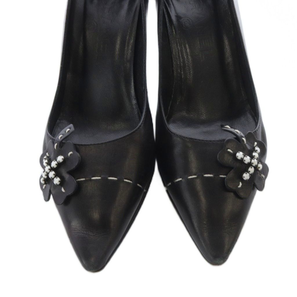 シャネル CHANEL クローバーモチーフ レザー ポインテッドトゥ