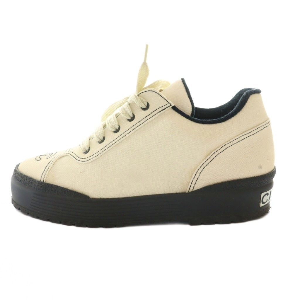 シャネル CHANEL ローカットスニーカー 厚底 ココマーク 38 白