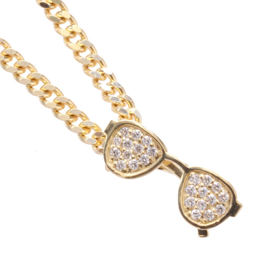 ネックレス メンズ K 18 18金 ダイヤモンド サングラス メガネ ペンダント イエローゴールド 徳力 10 g 50 cm 喜平チェーン 刻印入り 鑑別書付き マート Shops店