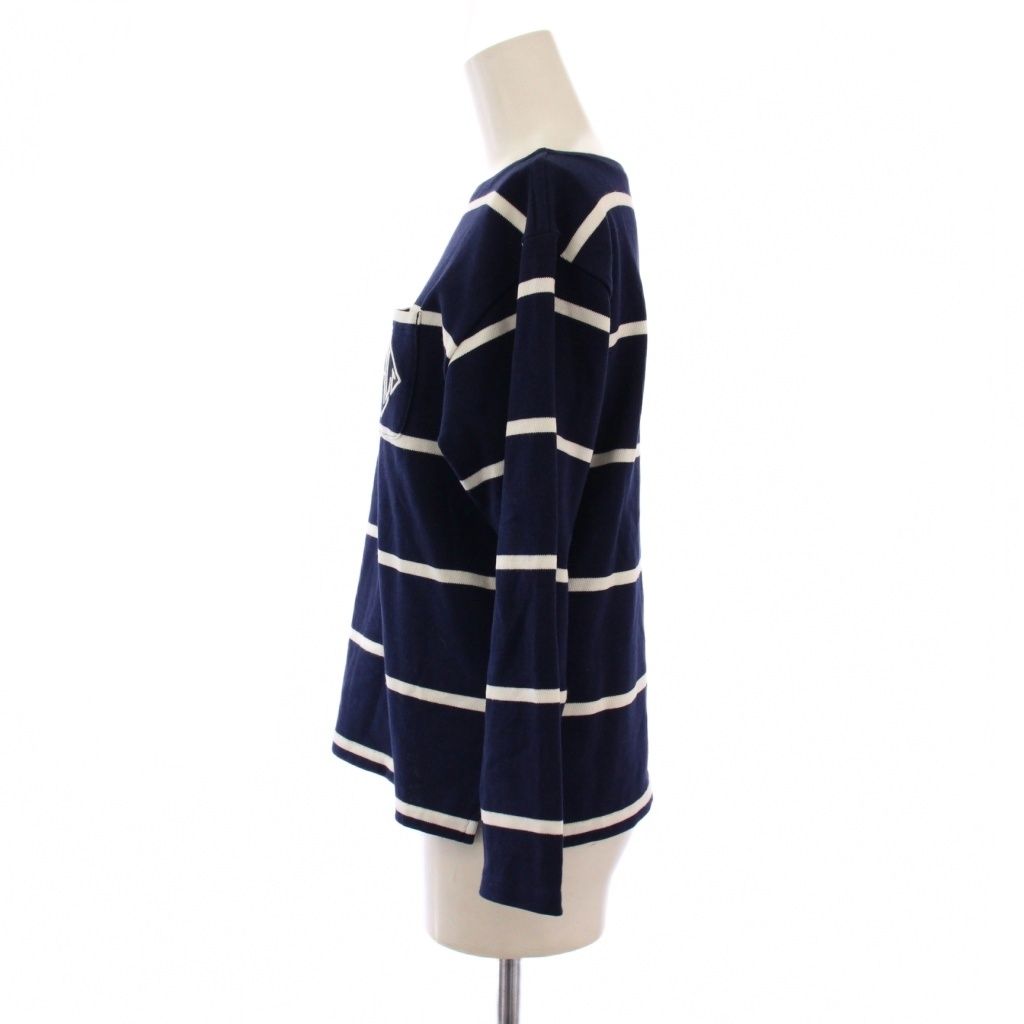 ポロ バイ ラルフローレン Polo by Ralph Lauren カットソー 七分袖 ボートネック ボーダー柄 刺繍 XS 紺 白 BM