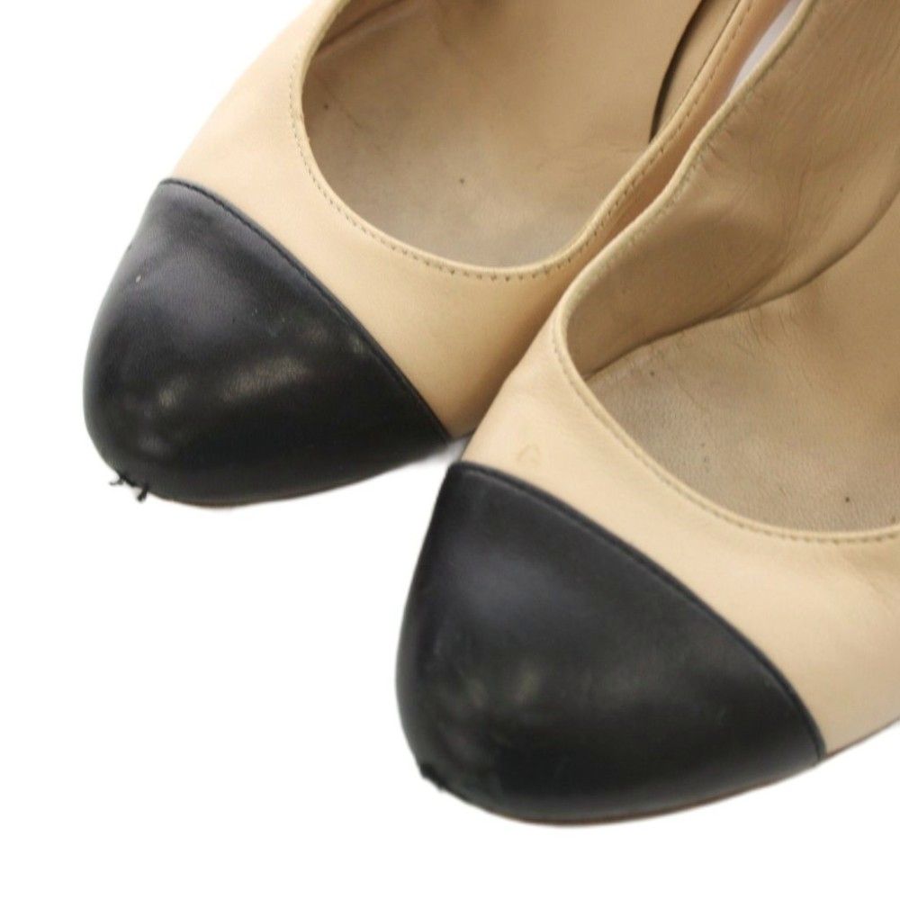 シャネル CHANEL ココマーク パンプス アーモンドトゥ チャンキー