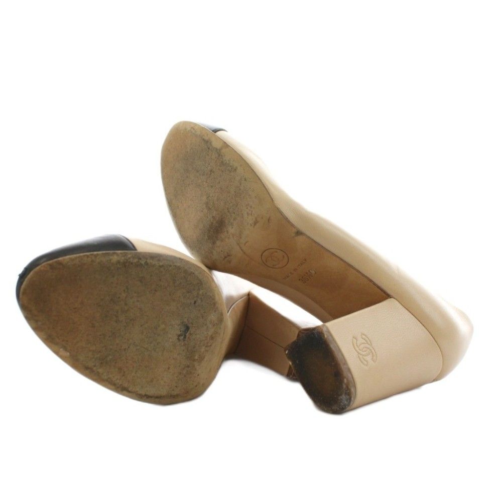 シャネル CHANEL ココマーク パンプス アーモンドトゥ チャンキー