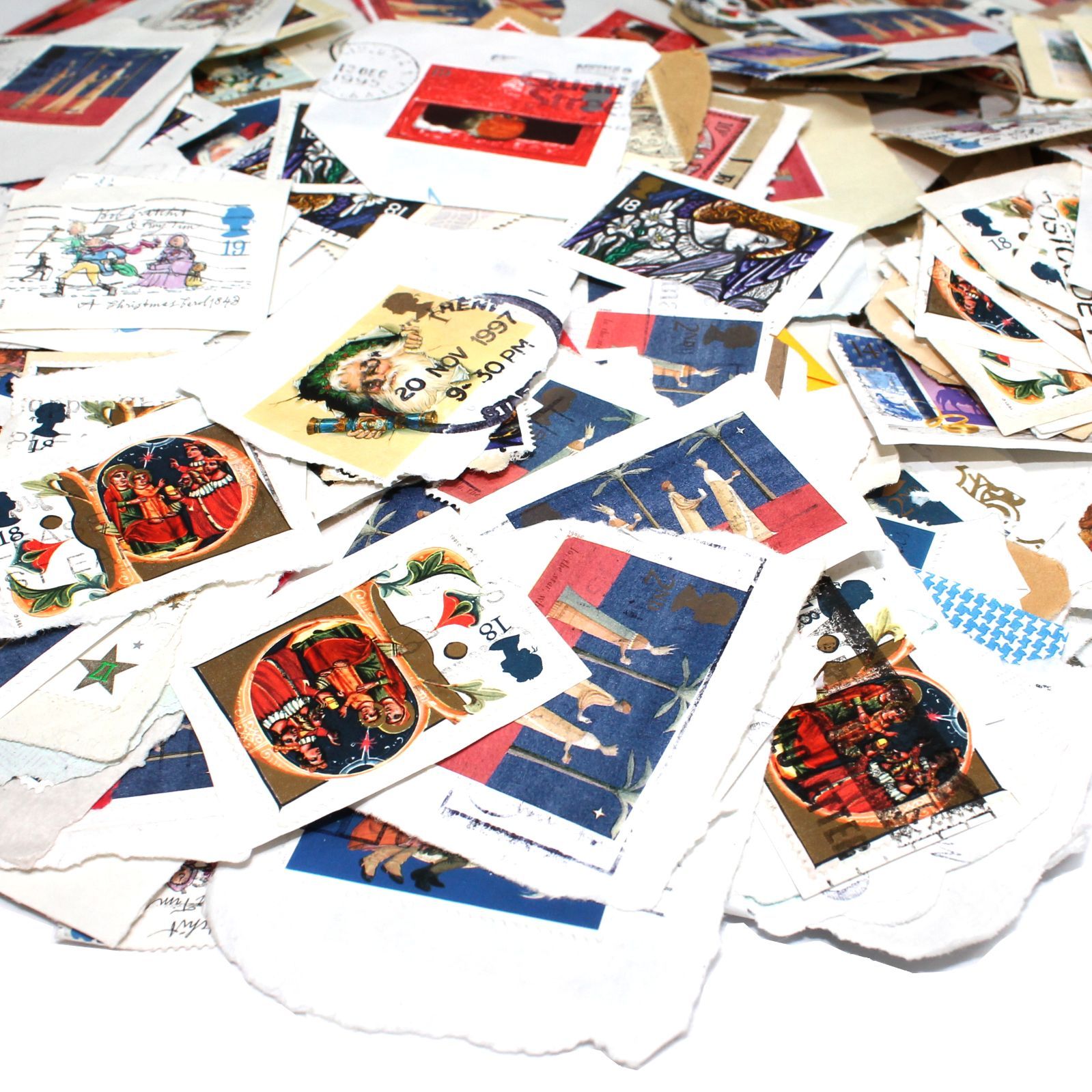 大容量300g】イギリス クリスマス切手 使用済切手 紙付き まとめ売り