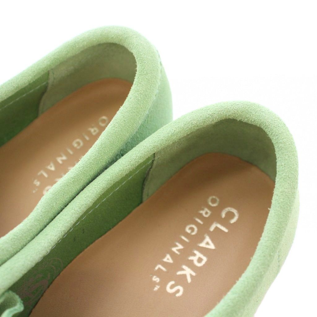  クラークス clarks Wallabee ワラビー ローカットシューズ スクエアトゥ 厚底 スエード リボン 23.5 cm 緑 グリーン BB その他 靴