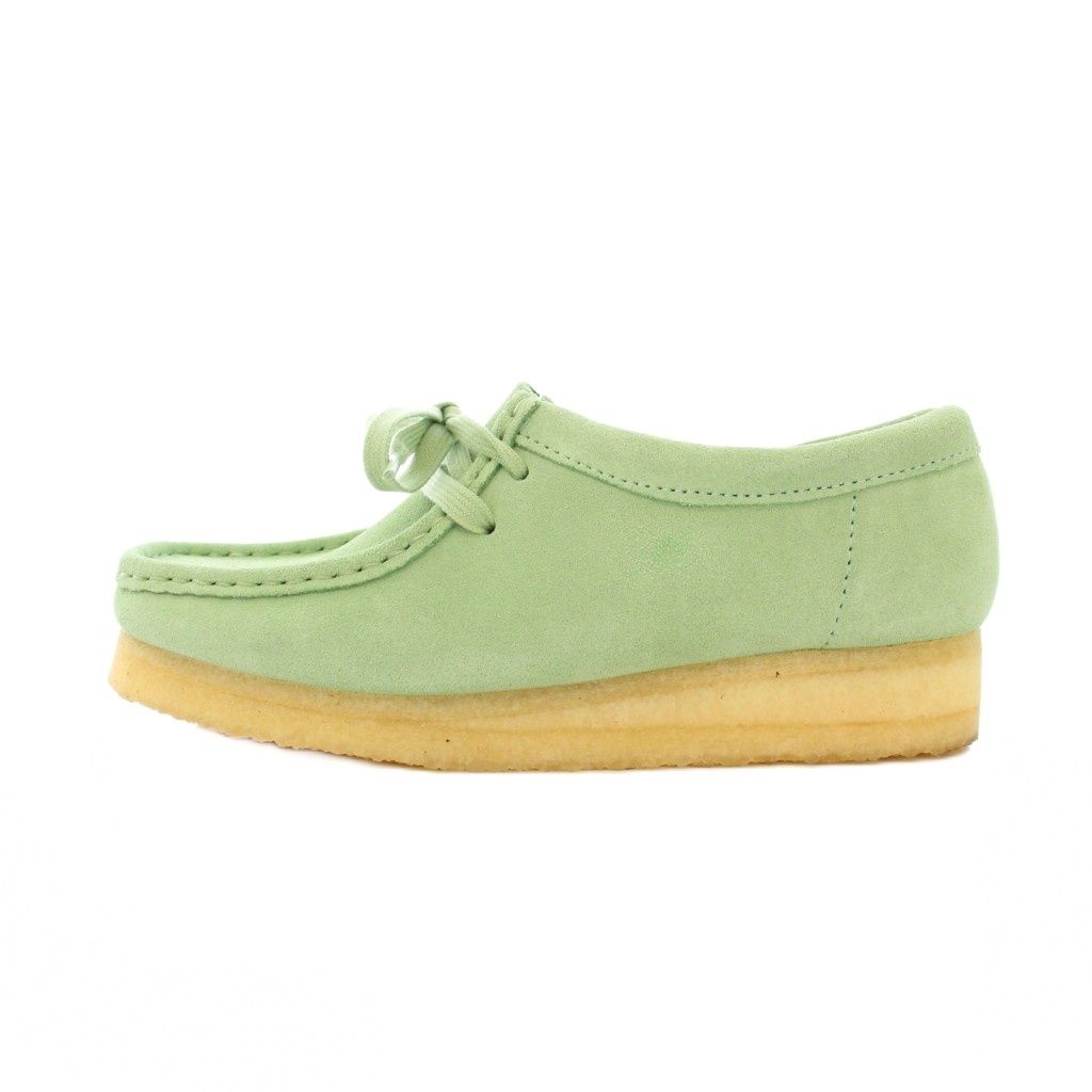 クラークス clarks Wallabee ワラビー ローカットシューズ スクエアトゥ 厚底 スエード リボン 23.5 cm 緑 グリーン BB