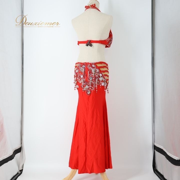 【ベリーダンス用 オリエンタル衣装】レッド スパンコールラメ多数 赤 ビーズ ベリーダンス用 オリエンタル衣装】レッド スパンコールラメ多数 赤