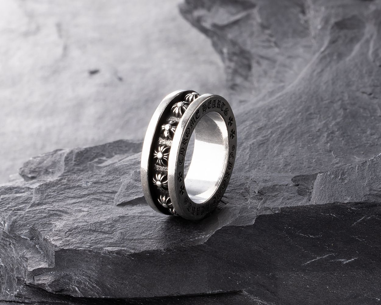 ミニリング クロスリングデザインリング シルバー調 幅広 クロス